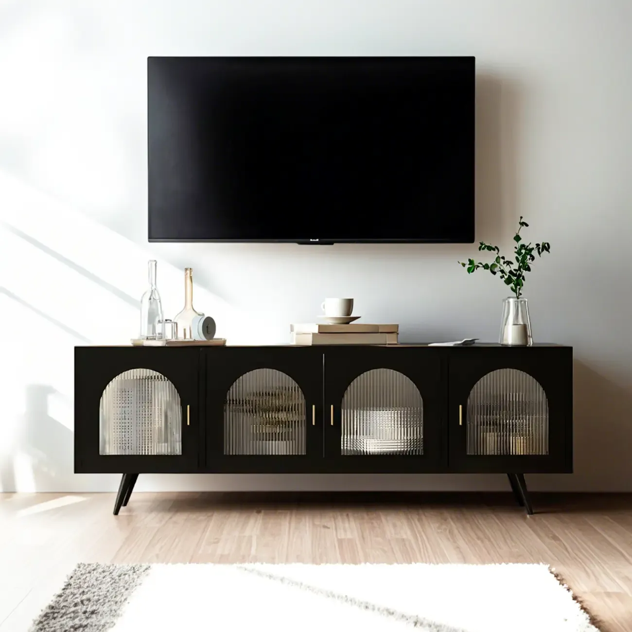 Industrial Metal TV Stand with Splayed Legs for Living Room Image - 4