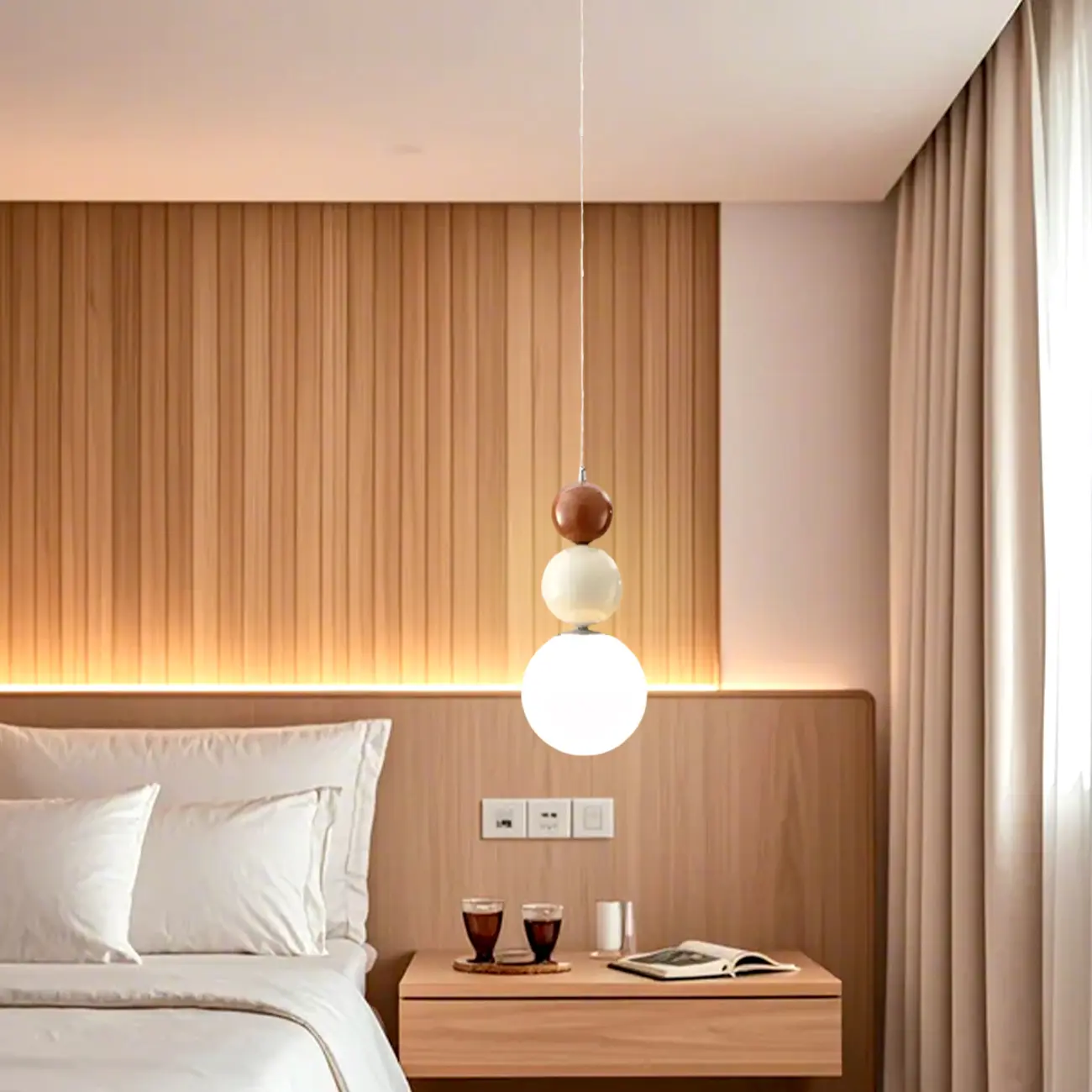 Nordic 3 Globe Pendant Light with White Glass Shade for Bedroom Image - 1 | homeyfad