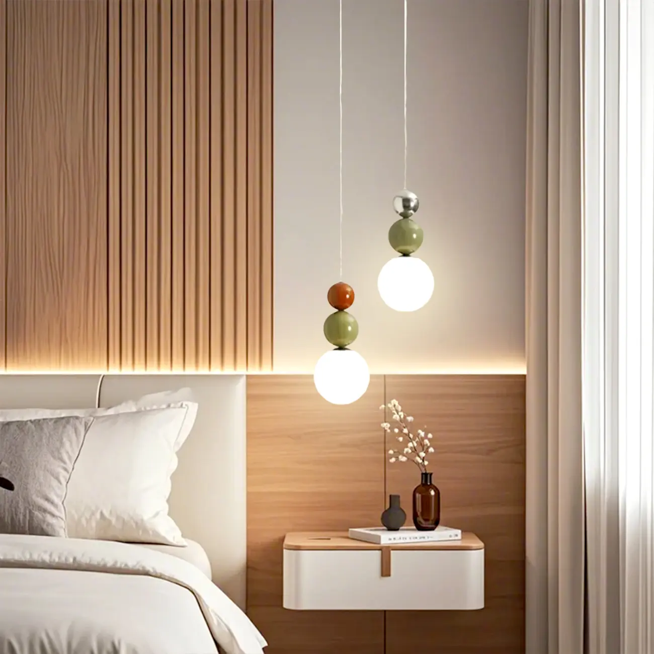 Nordic 3 Globe Pendant Light with White Glass Shade for Bedroom Image - 3 | homeyfad