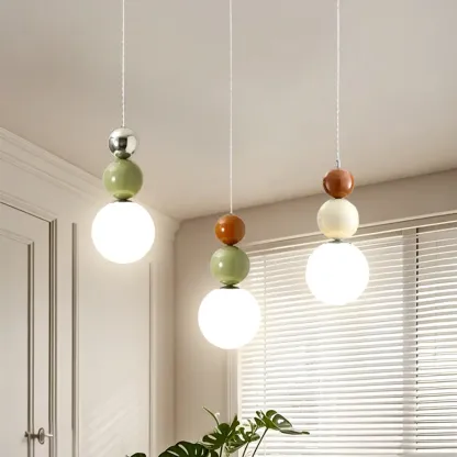 Nordic 3 Globe Pendant Light with White Glass Shade for Bedroom Image - 4