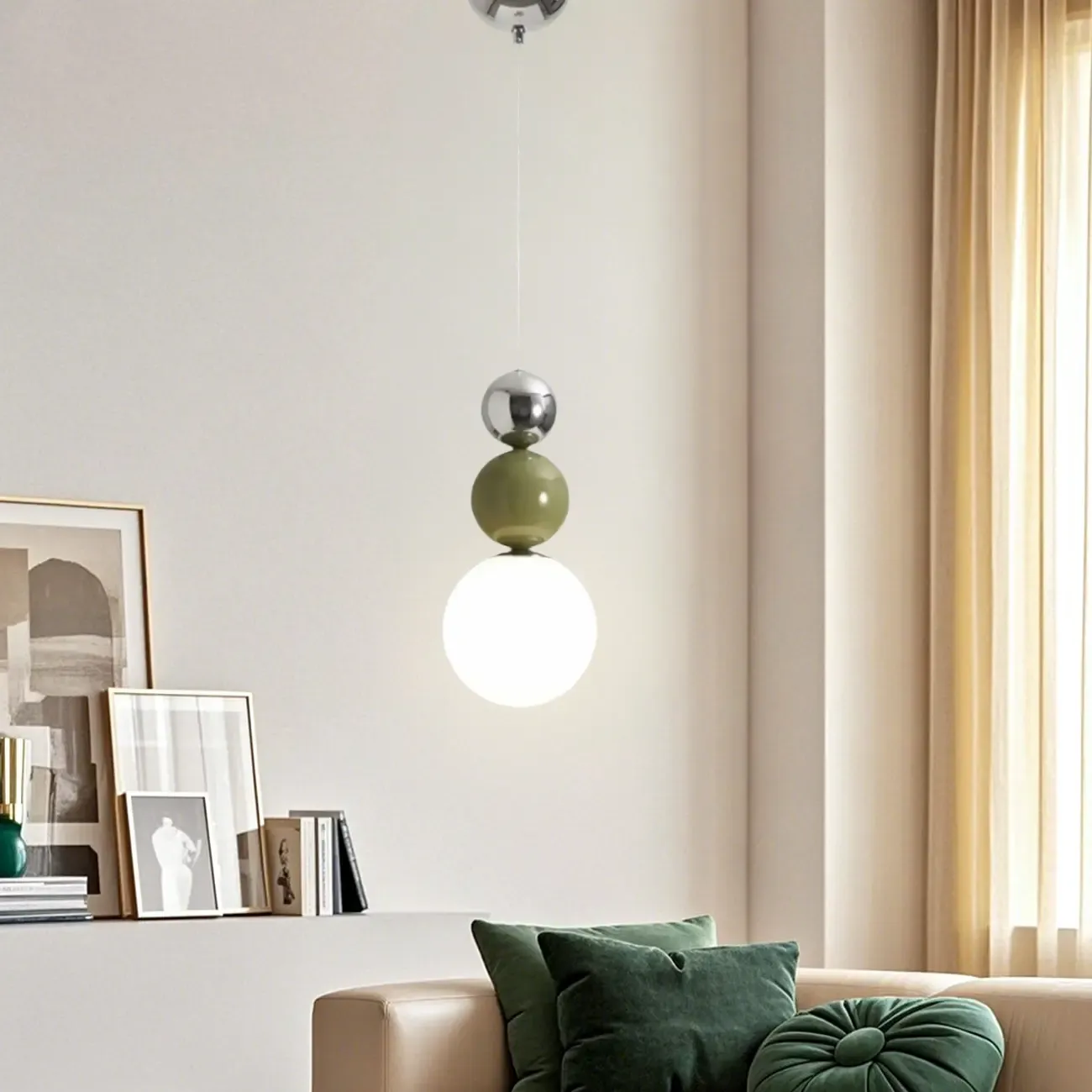 Nordic 3 Globe Pendant Light with White Glass Shade for Bedroom Image - 15