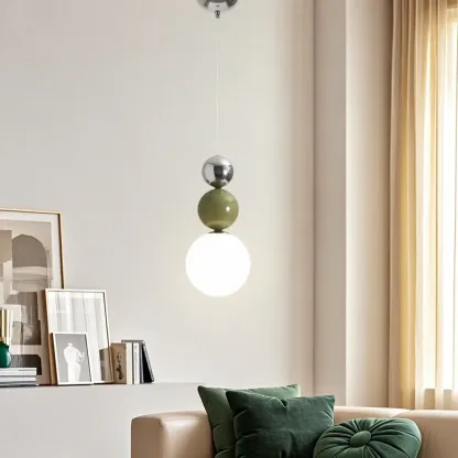 Nordic 3 Globe Pendant Light with White Glass Shade for Bedroom Image - 15