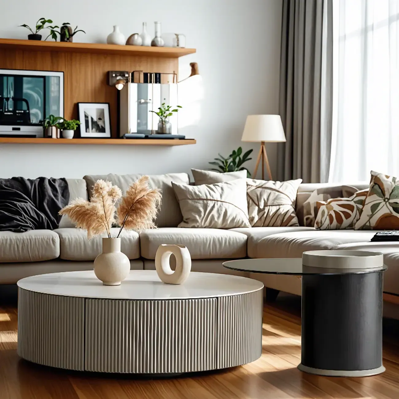 Modern Elegant Glass Round Nesting Coffee Table with 5 Sizes Image - 2