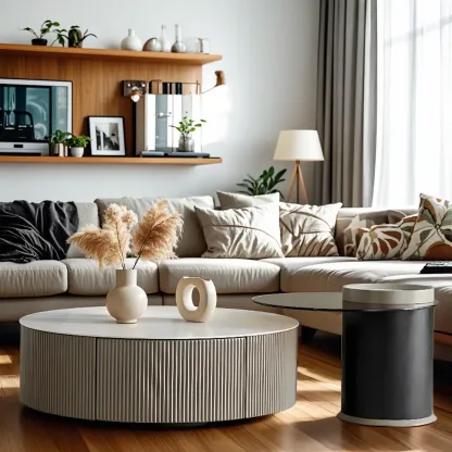 Modern Elegant Glass Round Nesting Coffee Table with 5 Sizes Image - 2