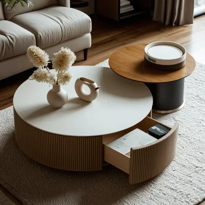 Modern Elegant Glass Round Nesting Coffee Table with 5 Sizes Image - 13