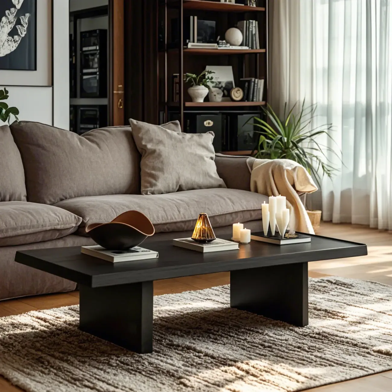 Modern Ash Rectangular Coffee Table with Sled Base Image - 1