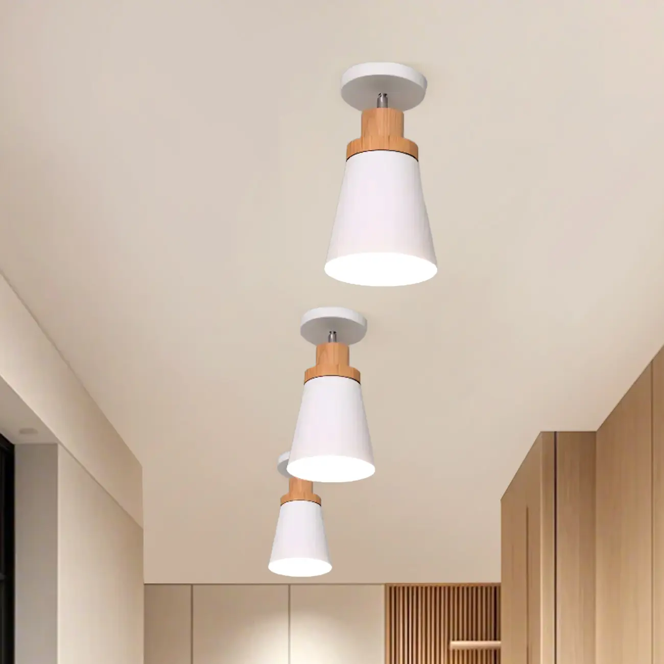 Green Cylinder Iron Modern Semi Flush Mount Ceiling Light Image - 3 | homeyfad