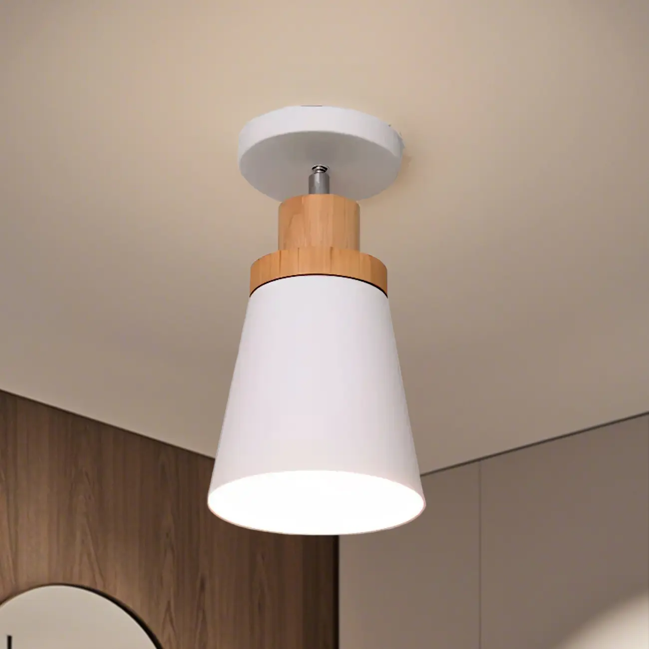 Green Cylinder Iron Modern Semi Flush Mount Ceiling Light Image - 14 | homeyfad