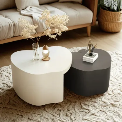 Modern Wood Abstract Nesting Coffee Table, Apple Shape Image - 2