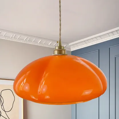 Vintage Pumpkin Shape Glass Pendant Light for Residential Use Image - 3