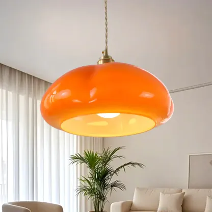 Vintage Pumpkin Shape Glass Pendant Light for Residential Use Image - 4