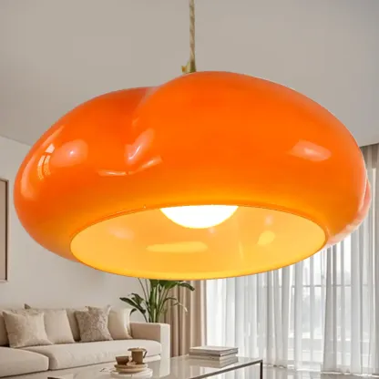 Vintage Pumpkin Shape Glass Pendant Light for Residential Use Image - 8