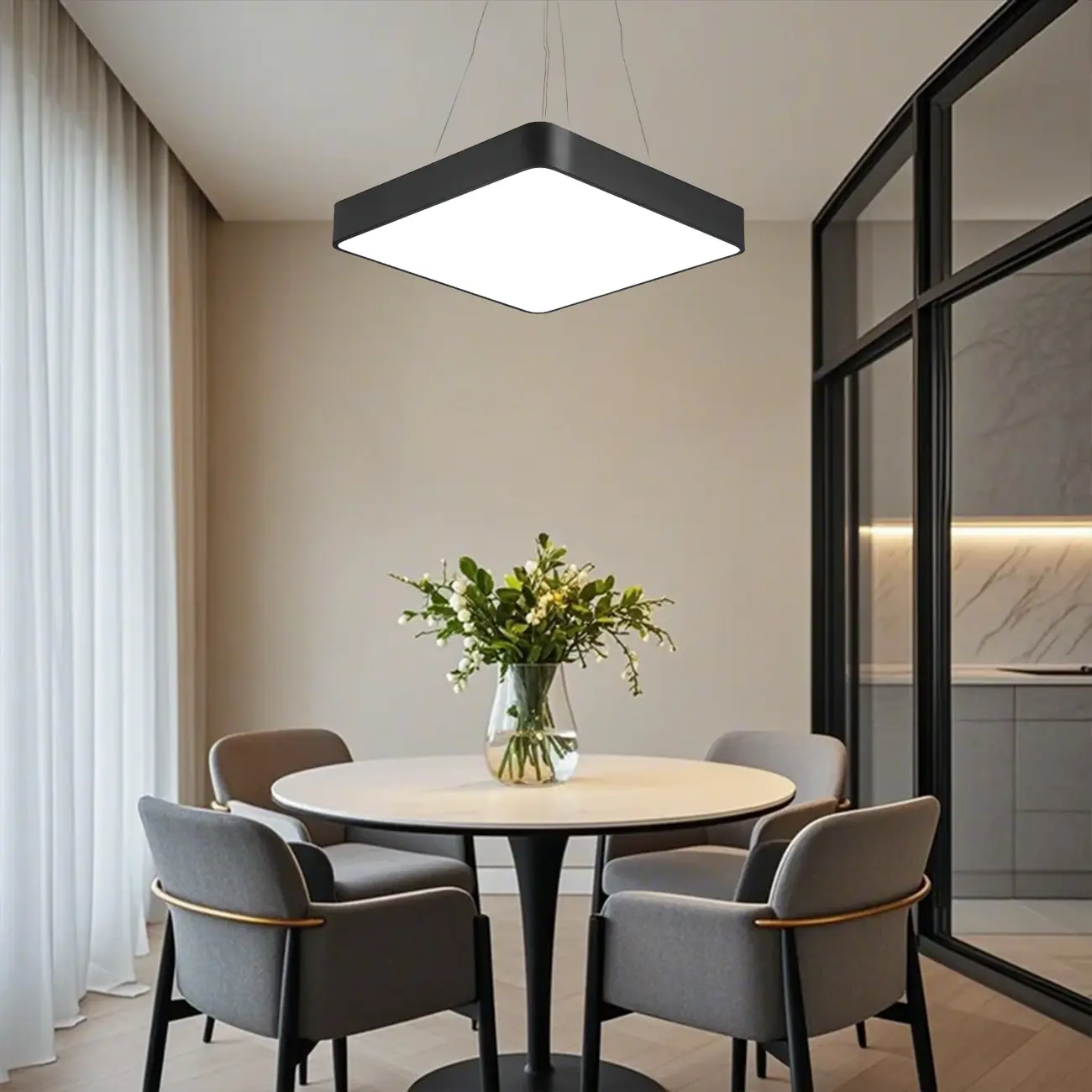 Modern LED Pendant Light with Glass Shade for Dining Room Image - 2 | homeyfad