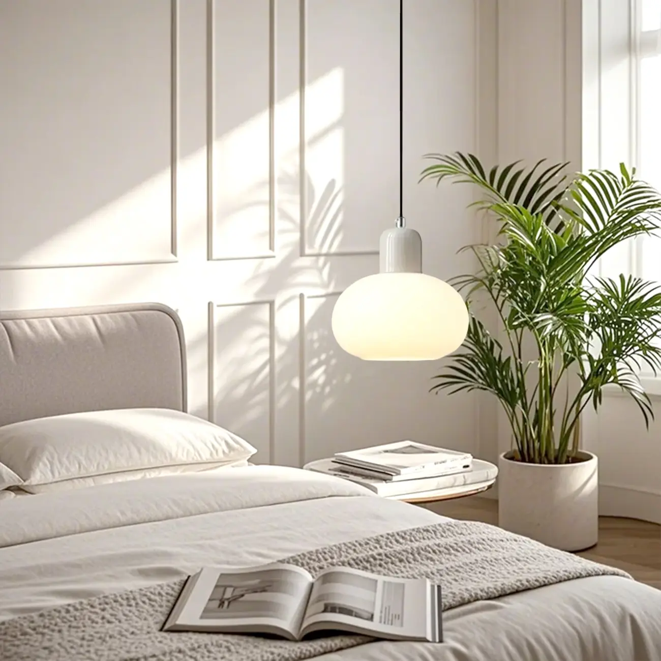 Minimalist Ceramic Globe Pendant Lights with Adjustable Length Image - 2 | homeyfad