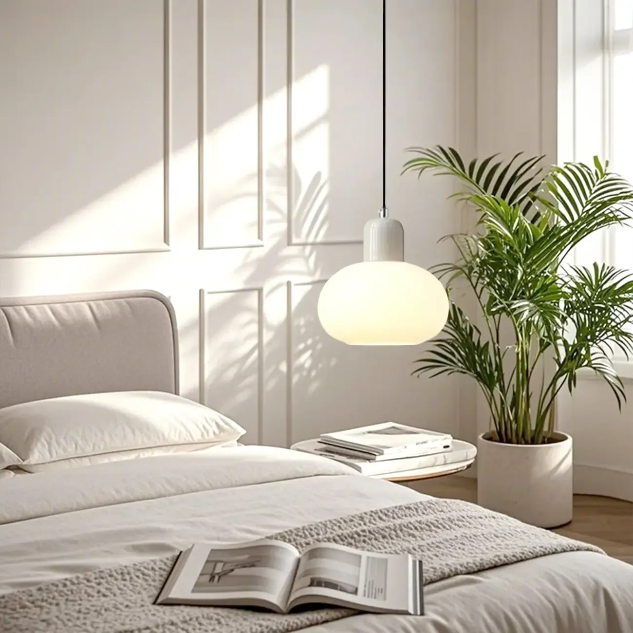 Minimalist Ceramic Globe Pendant Lights with Adjustable Length Image - 2