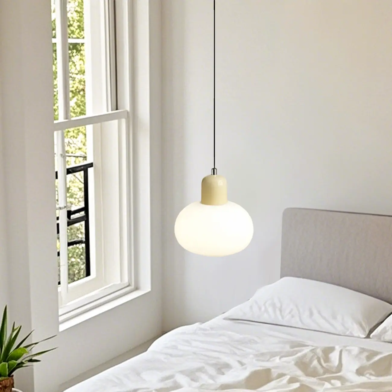 Minimalist Ceramic Globe Pendant Lights with Adjustable Length Image - 3 | homeyfad