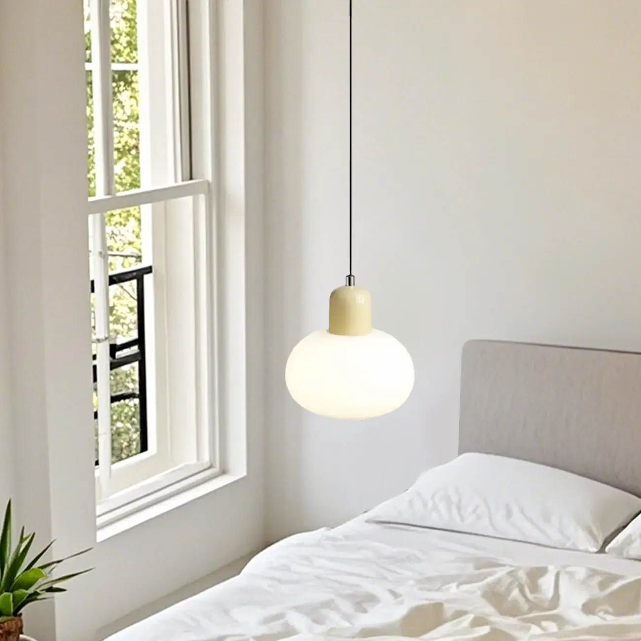 Minimalist Ceramic Globe Pendant Lights with Adjustable Length Image - 3