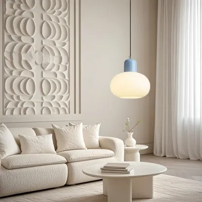 Minimalist Ceramic Globe Pendant Lights with Adjustable Length Image - 4