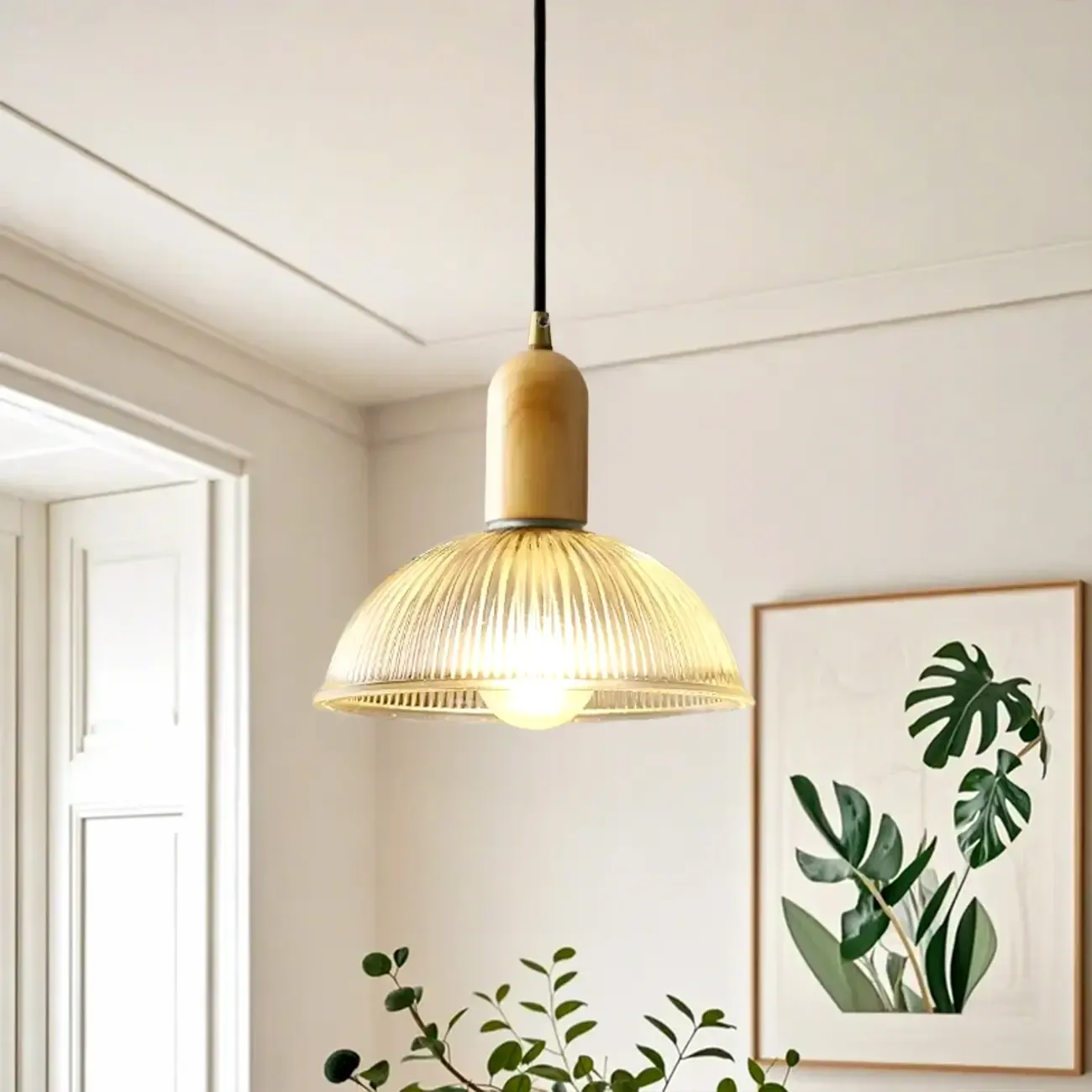 Modern Adjustable Glass Pendant Light for Kitchen Dining Image - 2