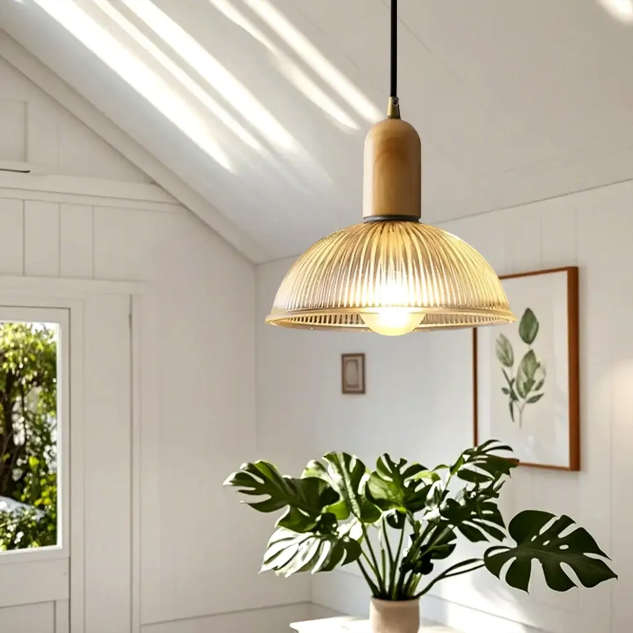 Modern Adjustable Glass Pendant Light for Kitchen Dining Image - 14