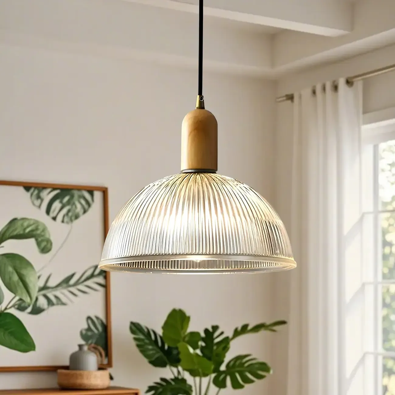 Modern Adjustable Glass Pendant Light for Kitchen Dining Image - 15