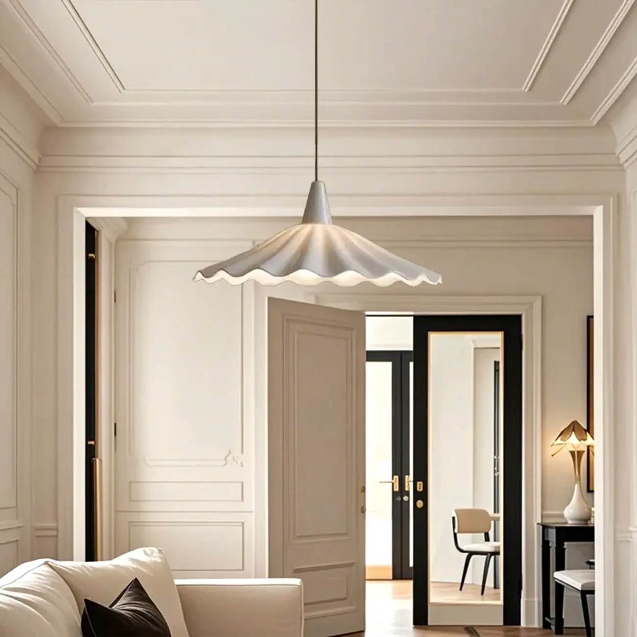 Classic Ceramic Umbrella-Shaped Pendant Light for Living Room Image - 1 | homeyfad