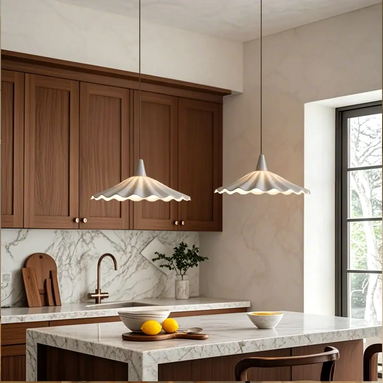 Classic Ceramic Umbrella-Shaped Pendant Light for Living Room Image - 3 | homeyfad