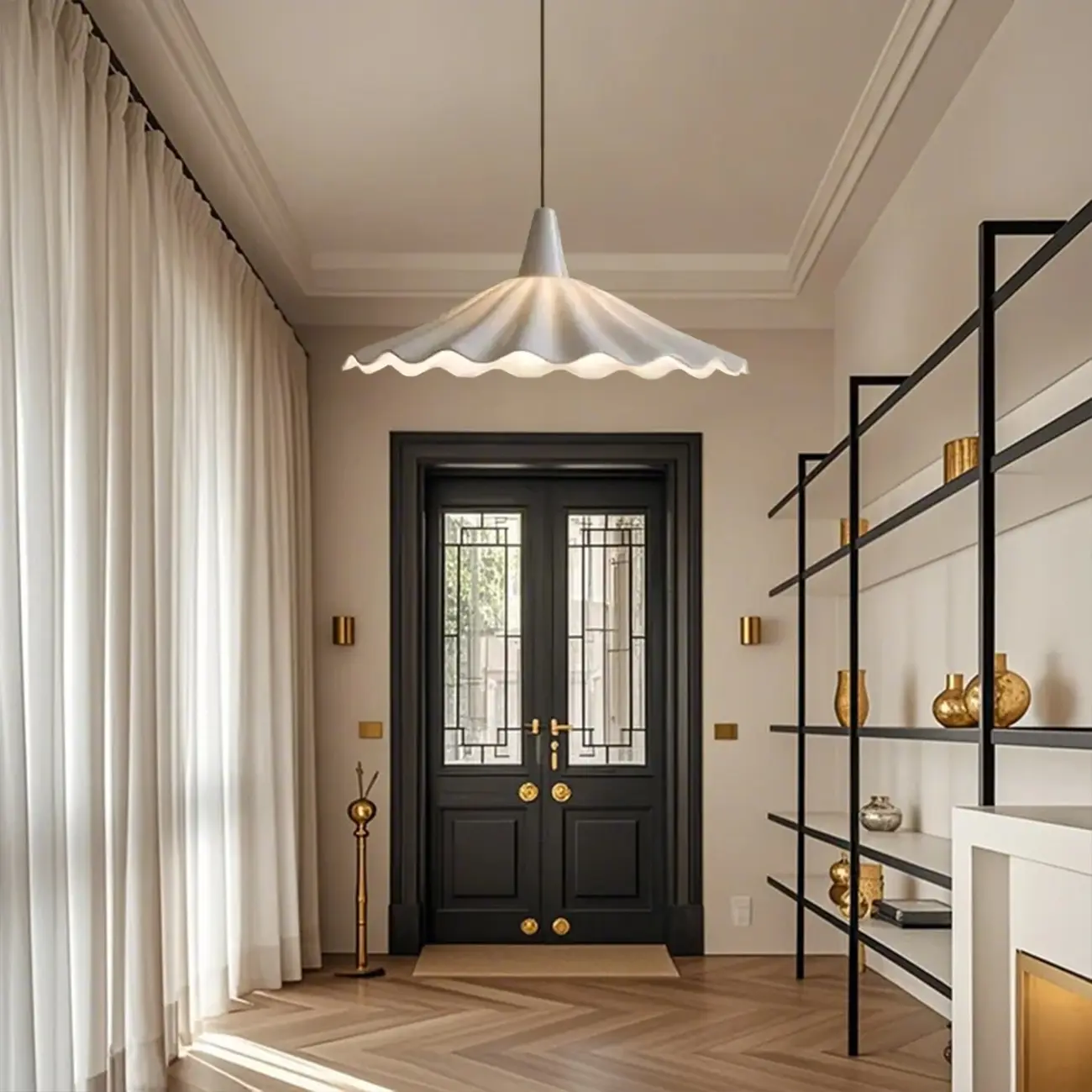 Classic Ceramic Umbrella-Shaped Pendant Light for Living Room Image - 4 | homeyfad