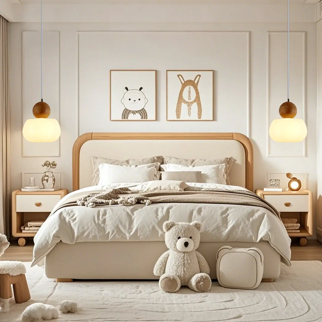 Modern Wooden Cloud Pendant Light for Bedroom Image - 1 | homeyfad