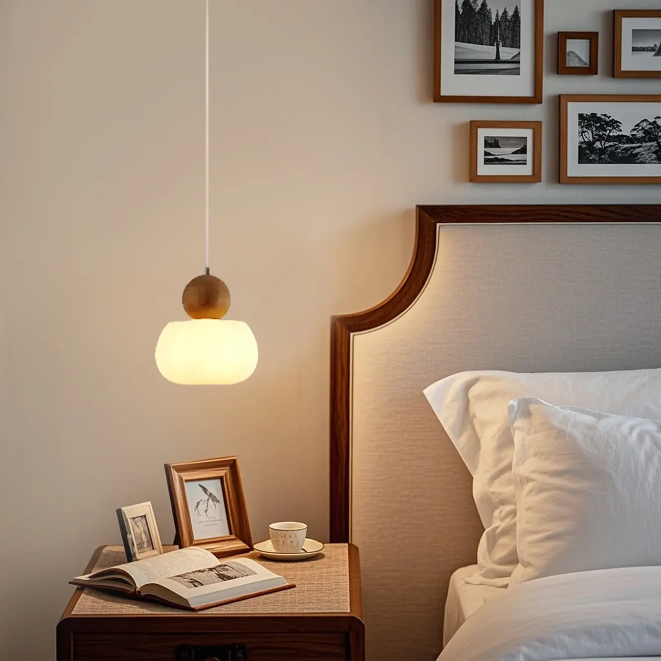 Modern Wooden Cloud Pendant Light for Bedroom Image - 4 | homeyfad