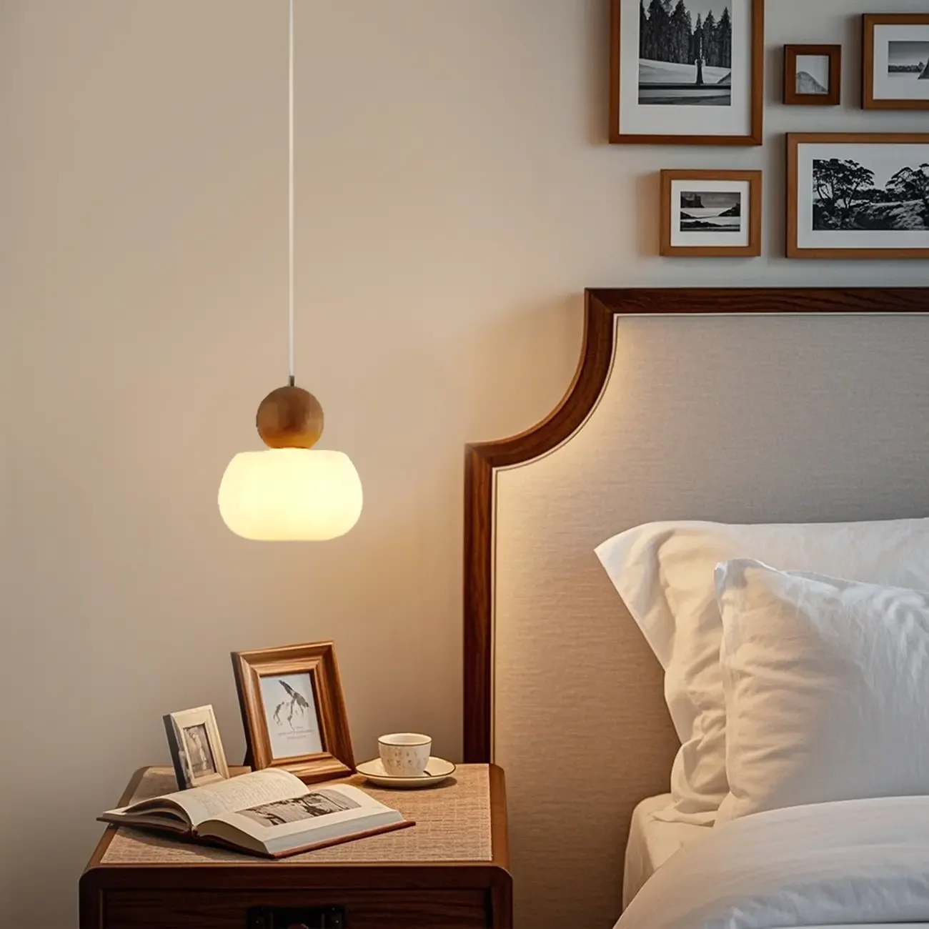 Modern Wooden Cloud Pendant Light for Bedroom Image - 4