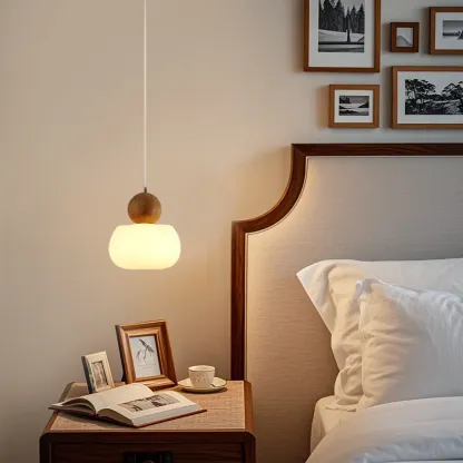 Modern Wooden Cloud Pendant Light for Bedroom Image - 4