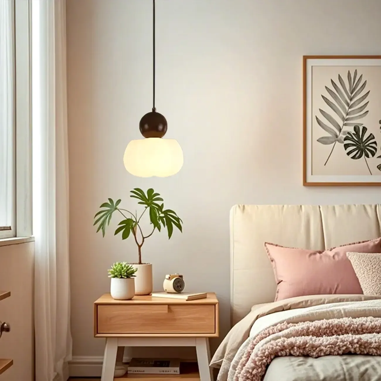 Modern Wooden Cloud Pendant Light for Bedroom Image - 5