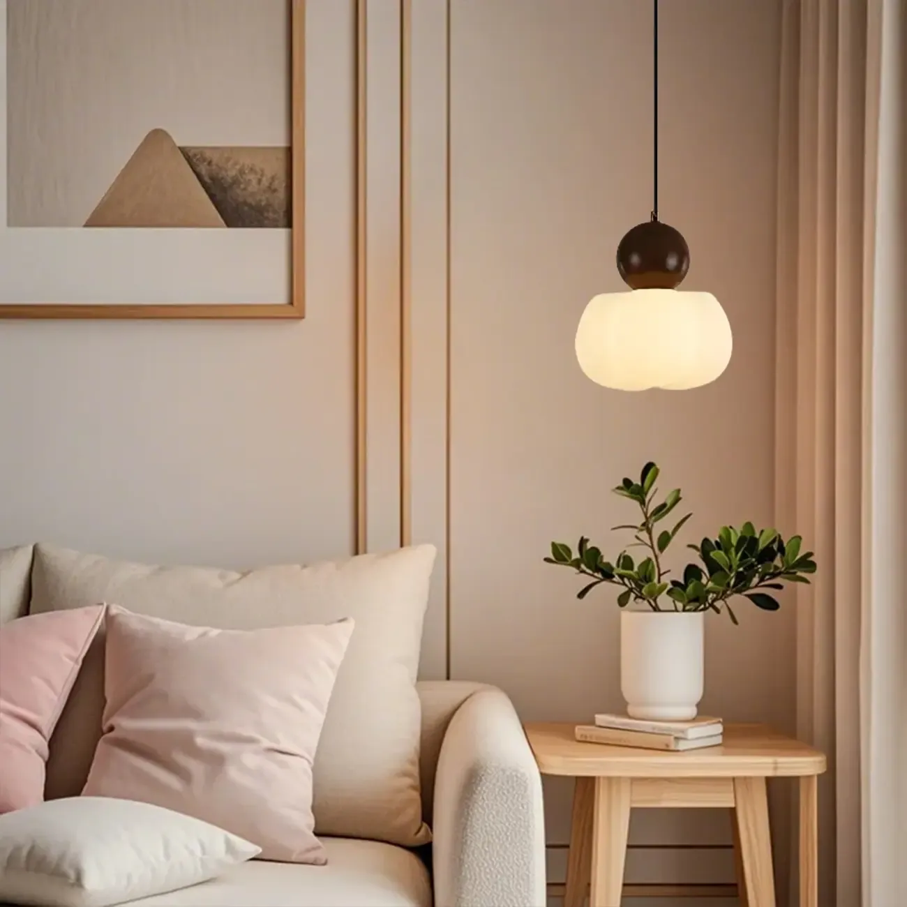 Modern Wooden Cloud Pendant Light for Bedroom Image - 6