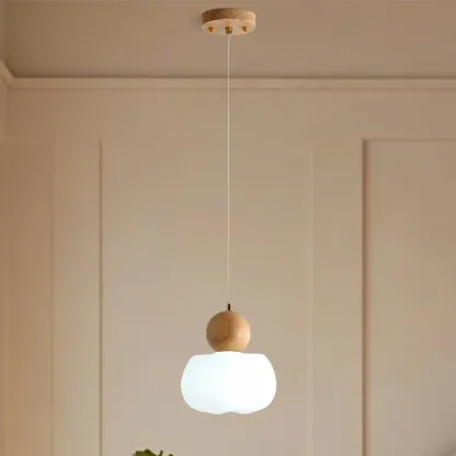 Modern Wooden Cloud Pendant Light for Bedroom Image - 14
