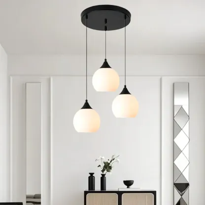 Modern 3-Light Cluster Pendant Light with  Glass for Dining Room Image - 1