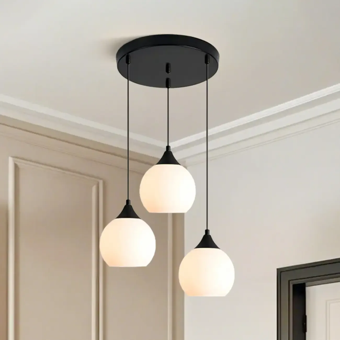 Modern 3-Light Cluster Pendant Light with  Glass for Dining Room Image - 2