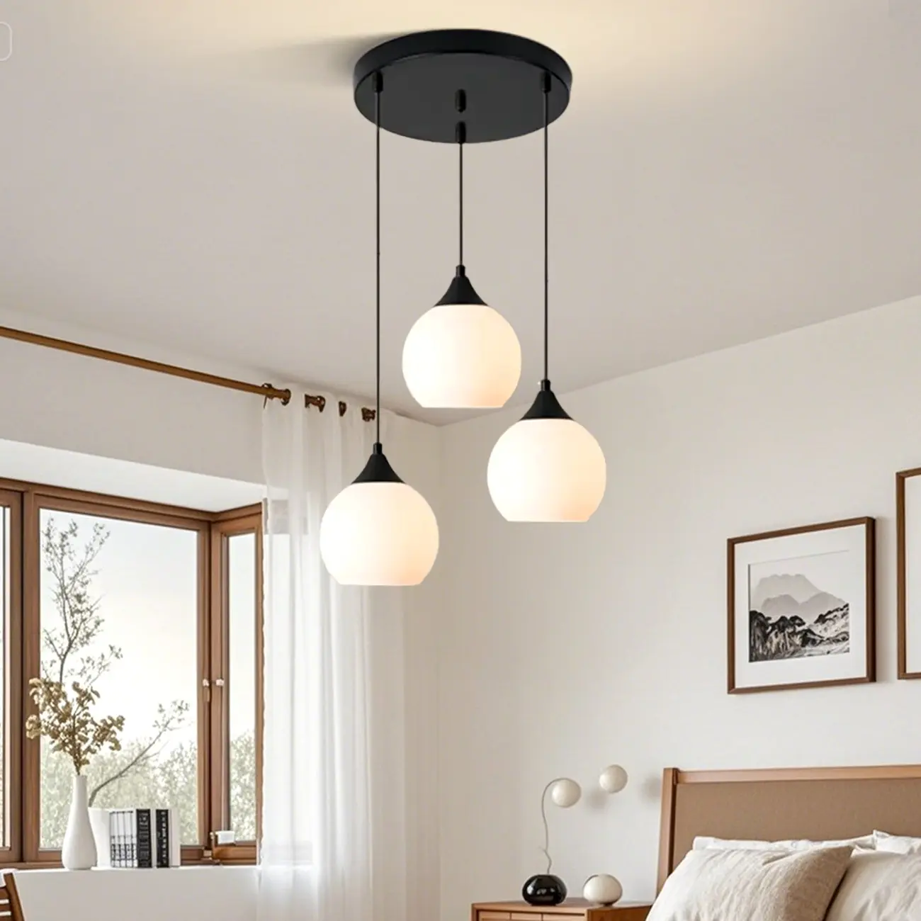 Modern 3-Light Cluster Pendant Light with  Glass for Dining Room Image - 3 | homeyfad