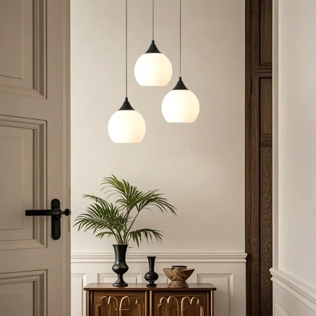 Modern 3-Light Cluster Pendant Light with  Glass for Dining Room Image - 4
