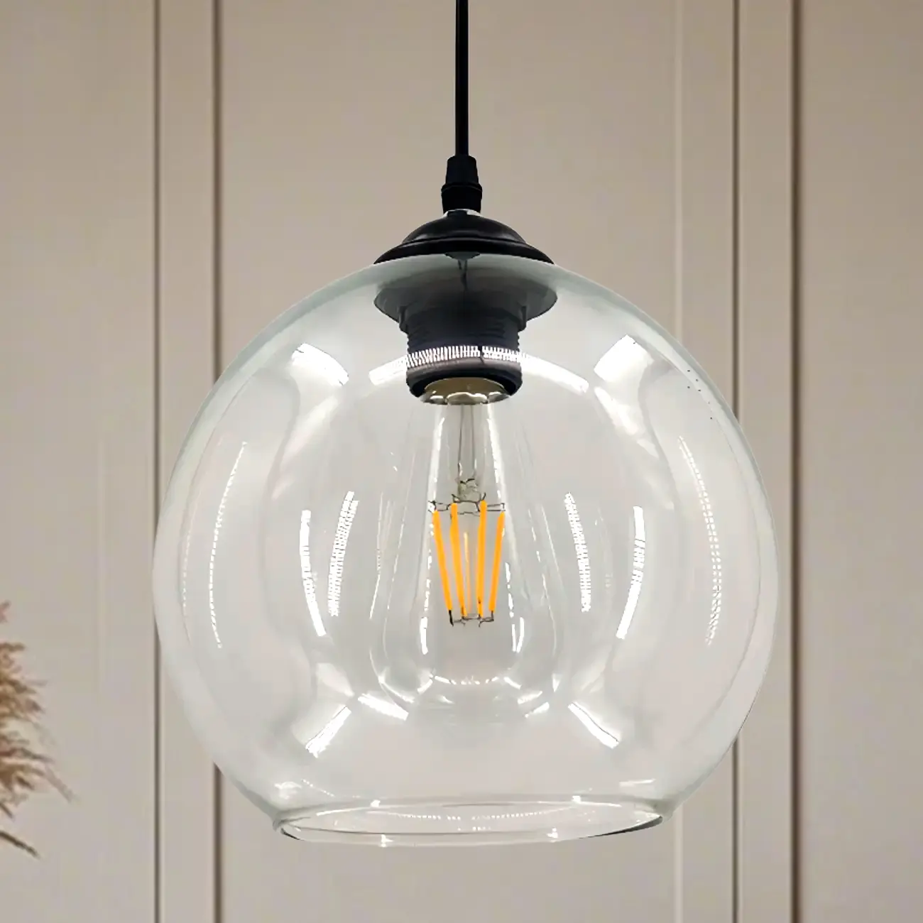 Nordic Smoky Glass Ball Shape Pendant Light for Living Room Image - 3 | homeyfad