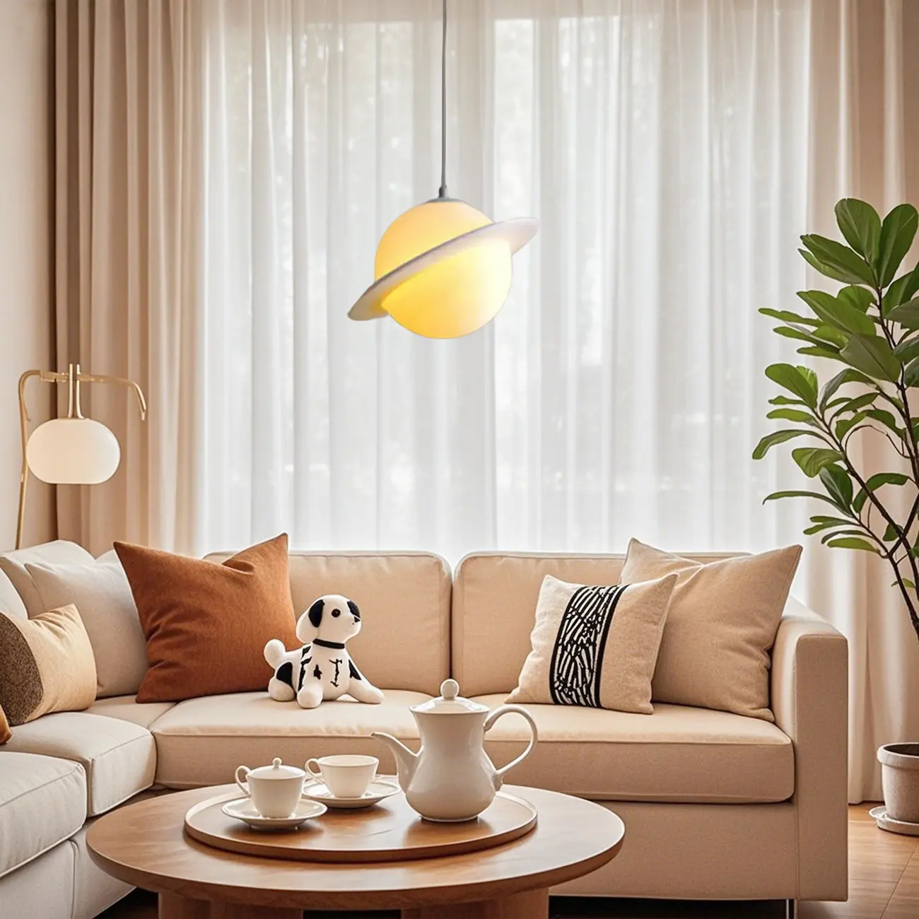 Kids Resin White Planet Shape Pendant Light for Bedroom Image - 4 | homeyfad