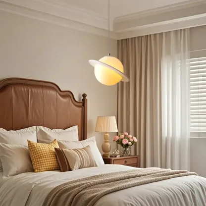 Kids Resin White Planet Shape Pendant Light for Bedroom Image - 5