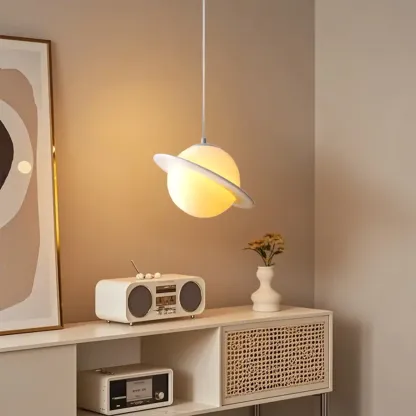 Kids Resin White Planet Shape Pendant Light for Bedroom Image - 6