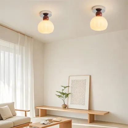 Pumpkin Acrylic Semi Flush Ceiling Light for Entryway,Porch Image - 1