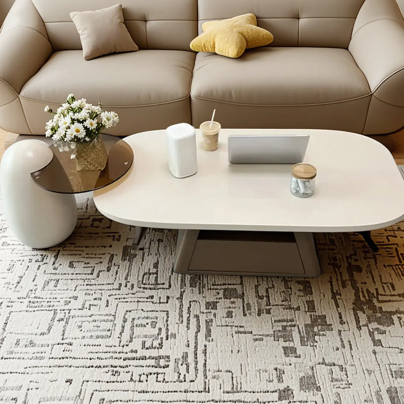 Modern Wood Oval Nesting Coffee Table with Block Base  Image - 9 | homeyfad