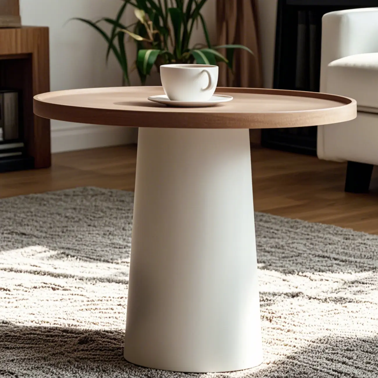 Modern Wood Oval Nesting Coffee Table with Block Base  Image - 15 | homeyfad