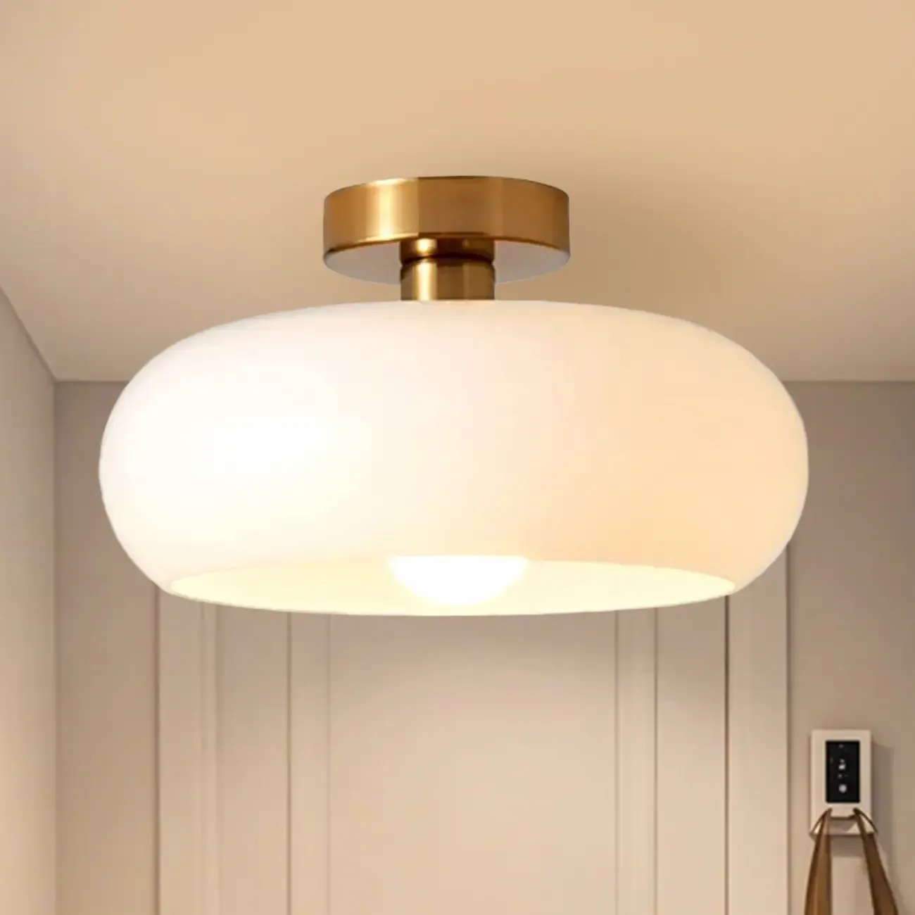 Mini Glass Drum-Shaped Ceiling Light for Dwelling Space | HomeyFad