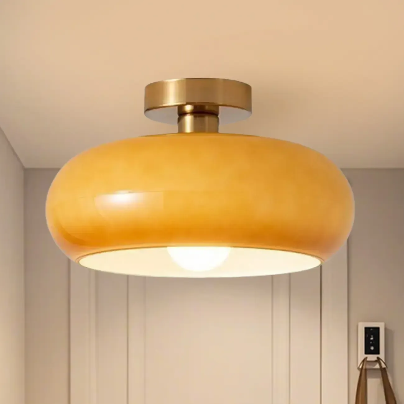 Mini Glass Drum-Shaped Ceiling Light for Dwelling Space Image - 14