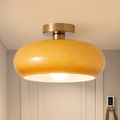 Mini Glass Drum-Shaped Ceiling Light for Dwelling Space Image - 14