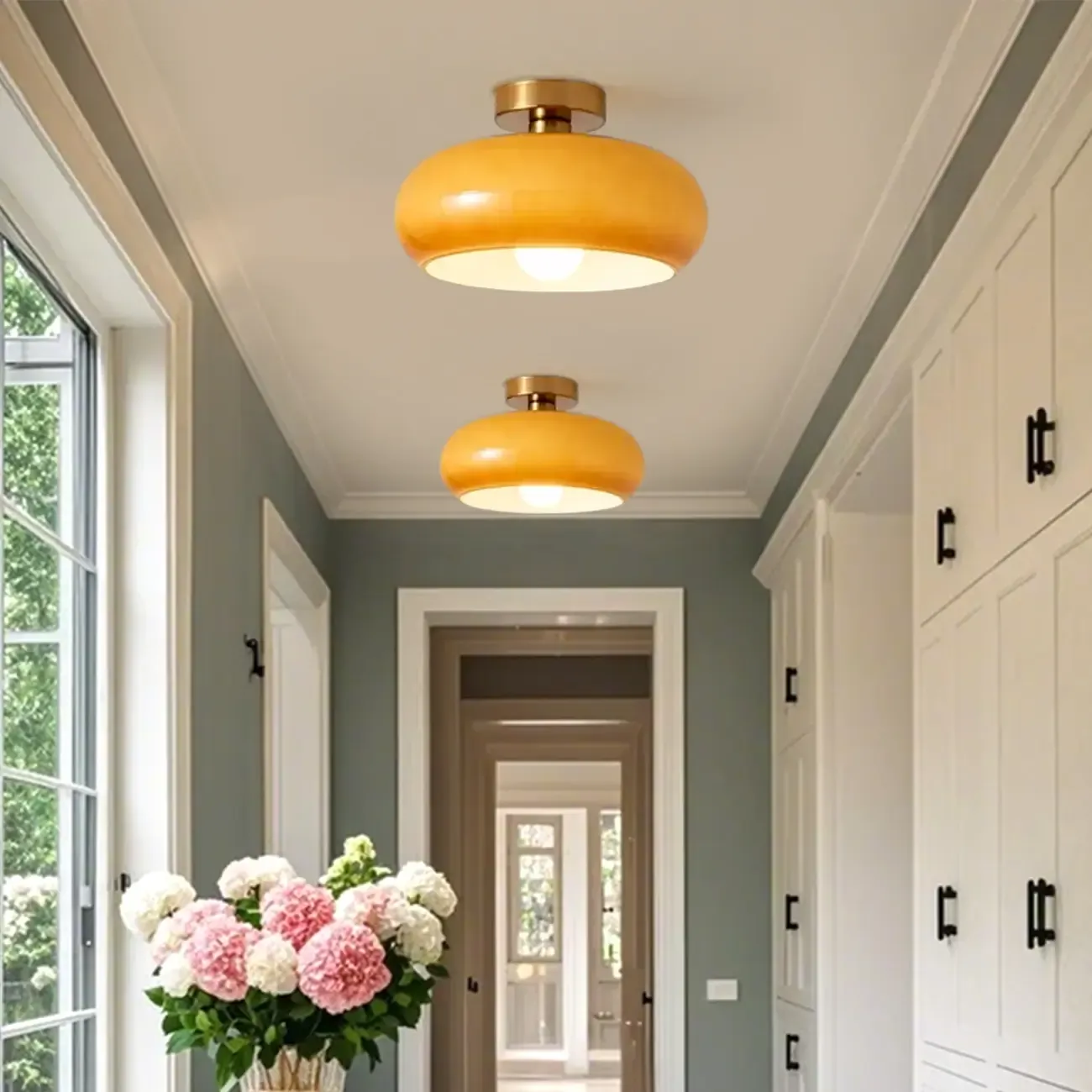 Mini Glass Drum-Shaped Ceiling Light for Dwelling Space Image - 4